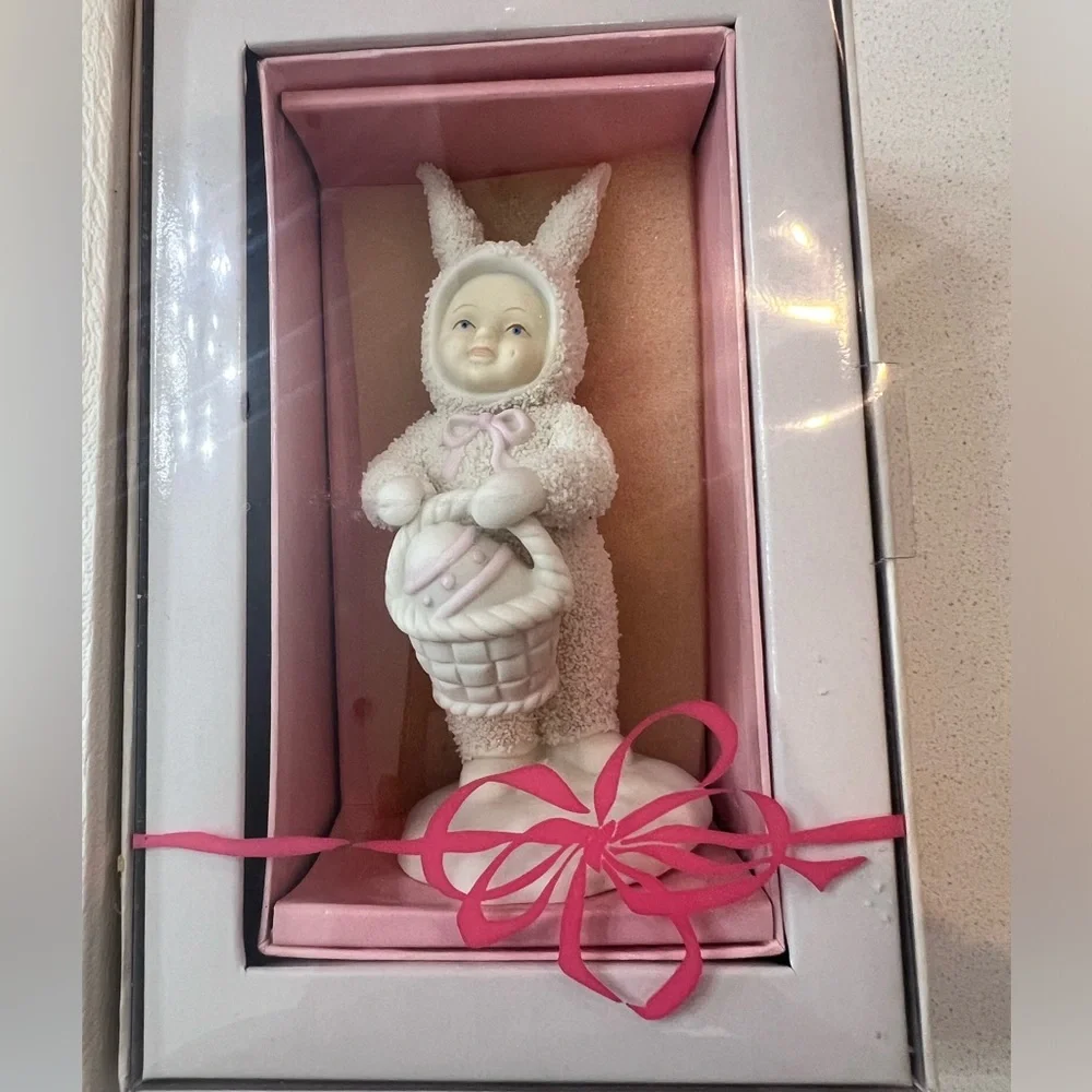 Vtg Dept 56 Snowbunnies A Tisket A Tasked 2602-6 In Original‎ Box